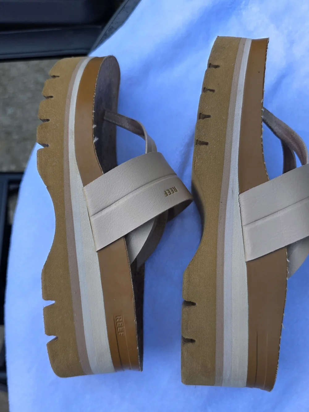 Reef Women’s Platform Cork Thong Sandals in Nude
